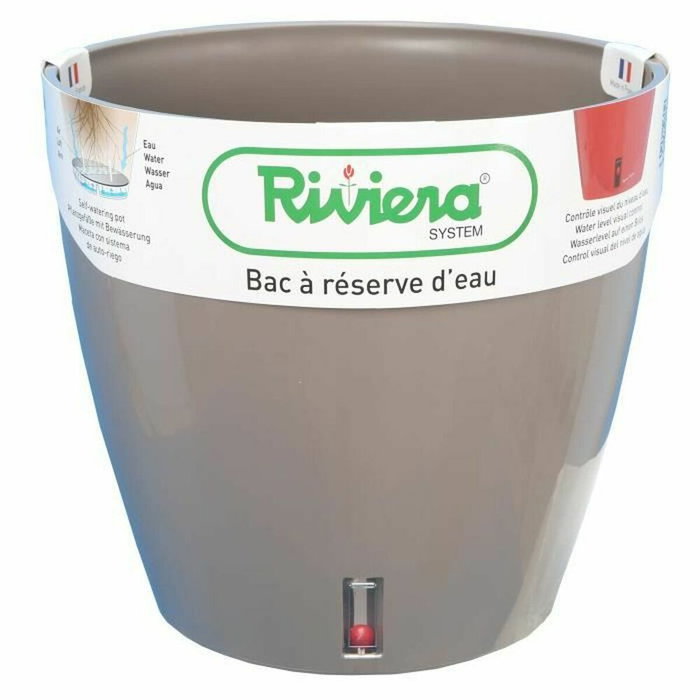 Riviera Pot de fleurs EVA NEW Taupe Rond avec réserve d'eau Riviera Pot de fleurs EVA NEW Taupe Rond avec réserve d'eau