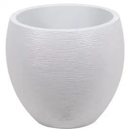 Eda Pot de Fleurs Design EGG Graphit - 46 L, Ø 50 x H. 45 cm, Blanc Cérusé, Double Paroi, Anti-UV, Intérieur/Extérieur
