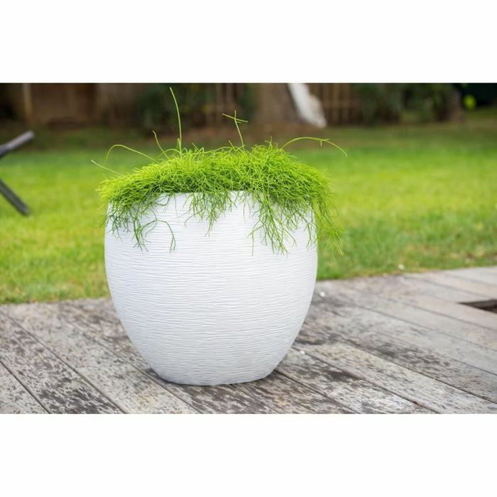 EDA Pot de fleurs Rond Egg Ø 50cm - Blanc Cérusé - 46 L