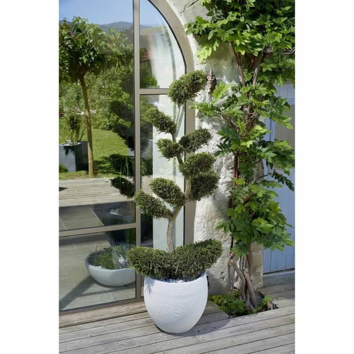 EDA Pot de fleurs Rond Egg Ø 50cm - Blanc Cérusé - 46 L