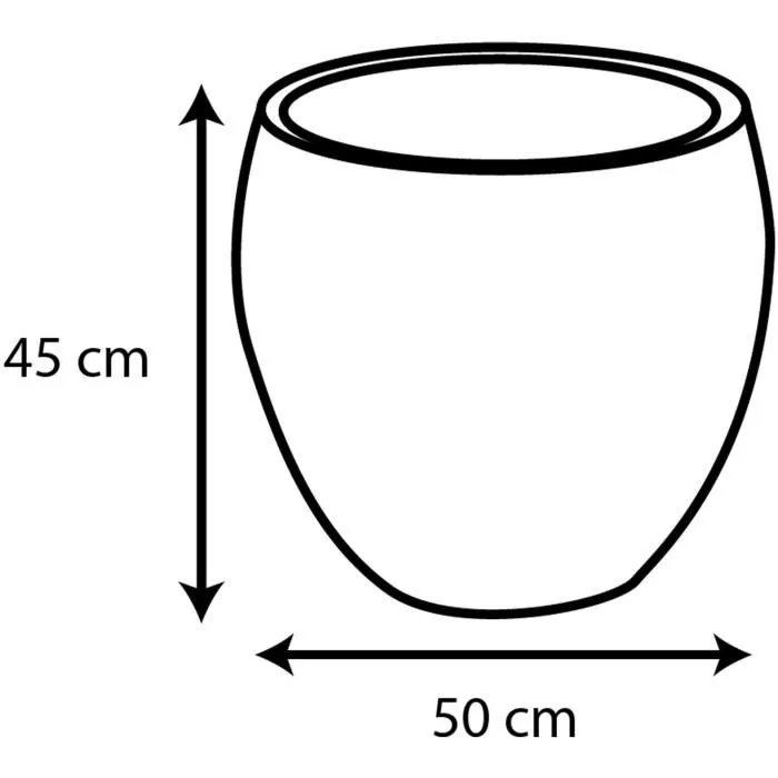 EDA - Pot de fleurs rond Egg Graphit Ø 50 cm - 46 L - Ø 50 x H. 45 cm - Gris anthracite EDA - Pot de fleurs rond Egg Graphit Ø 50 cm - 46 L - Ø 50 x H. 45 cm - Gris anthracite