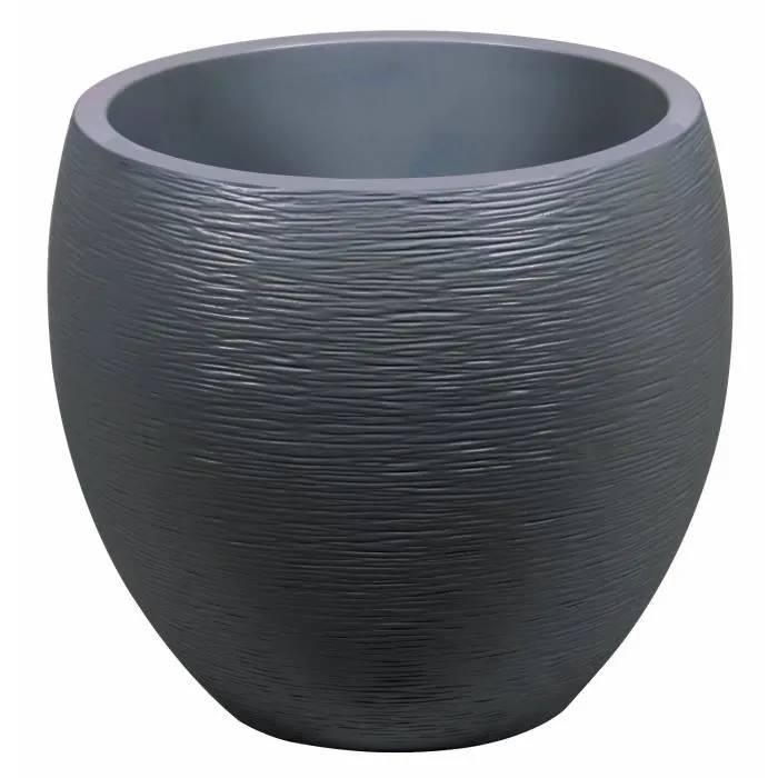 EDA - Pot de fleurs rond Egg Graphit Ø 50 cm - 46 L - Ø 50 x H. 45 cm - Gris anthracite EDA - Pot de fleurs rond Egg Graphit Ø 50 cm - 46 L - Ø 50 x H. 45 cm - Gris anthracite
