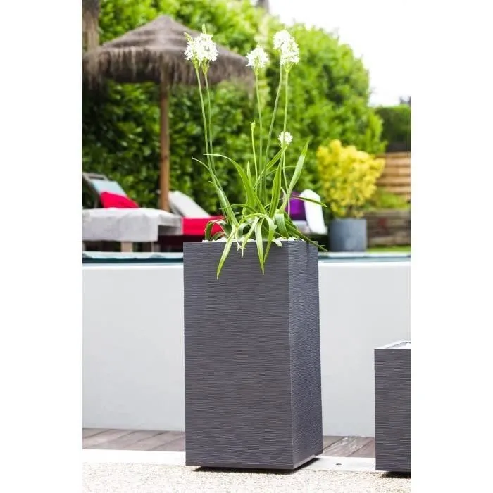 EDA Bac à fleurs carré Graphit - 40 cm de haut - 31 L - 39.5 x 39.5 x 80 cm - Gris anthracite
