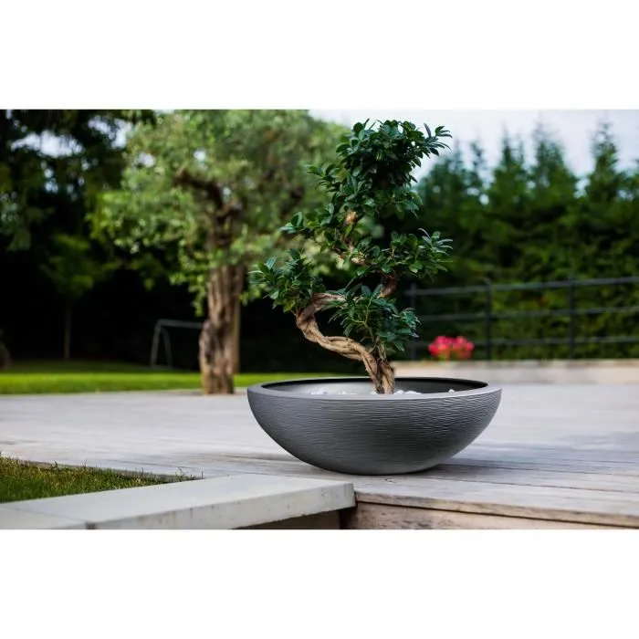 EDA Pot de Plante Graphit Up - 39 Litres - Diamètre 59 x Hauteur 21 cm - Gris Anthracite - Pour Terrasse, Jardin et Extérieur EDA Pot de Plante Graphit Up - 39 Litres - Diamètre 59 x Hauteur 21 cm - Gris Anthracite - Pour Terrasse, Jardin et Extérieur
