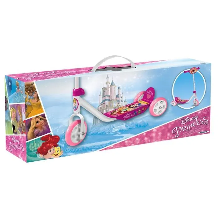 Stamp Trottinette 3 Roues Disney Princesses pour Enfants à Partir de 2 Ans - Ajustable en Hauteur avec Plateau Antidérapant et Poignées Antipincement
