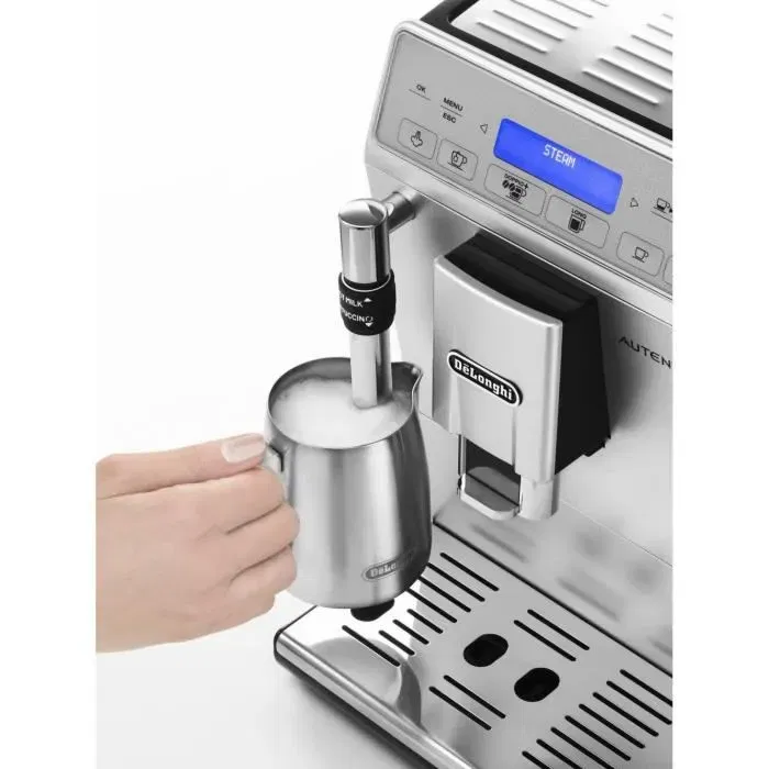 Delonghi Autentica Plus ETAM29.620.SB - Machine à café expresso avec broyeur, compacte, écran LCD, buse vapeur, 13 moutures, 150g grains - Argent