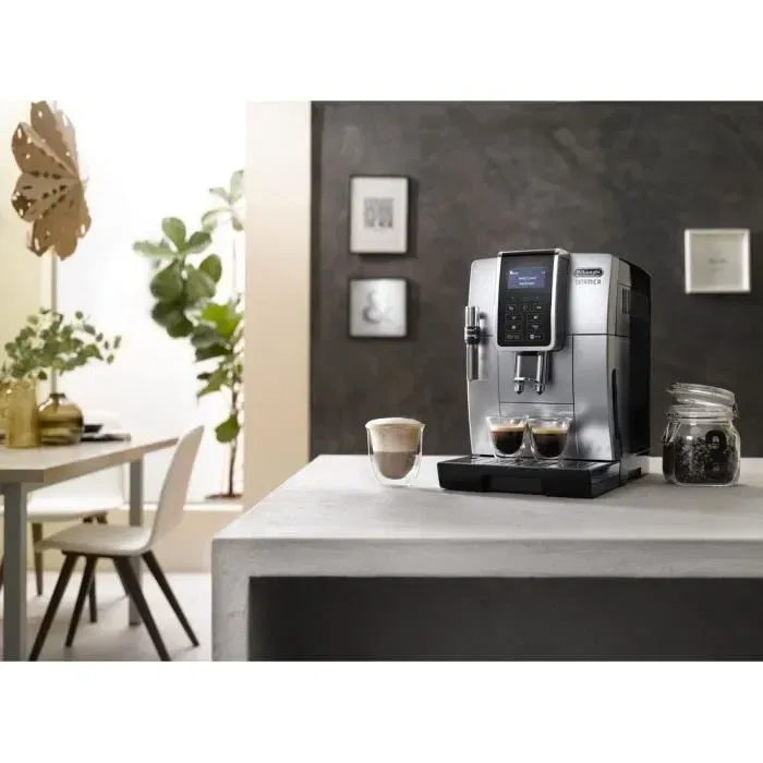 Delonghi DINAMICA ECAM 350.35.SB Machine à café automatique avec broyeur, écran tactile, 4 recettes programmables, réservoir grains 300 g - Silver