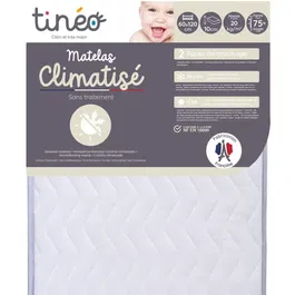 Tineo Matelas Bébé Climatisé 60x120x10cm - Double Face Été/Hiver - Fabriqué en France