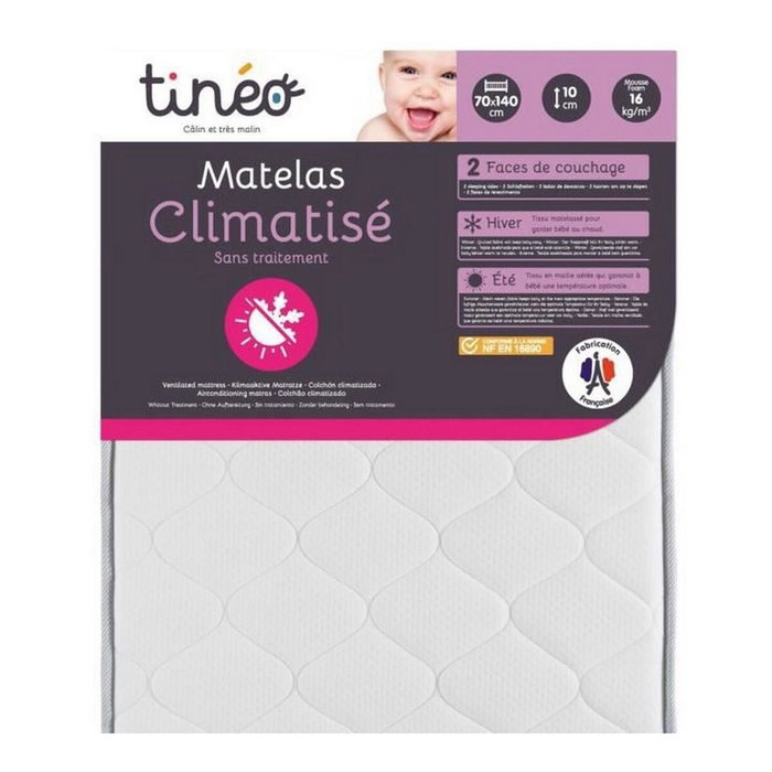 Tineo Matelas Climatisé 60x120x10cm avec deux faces été et hiver