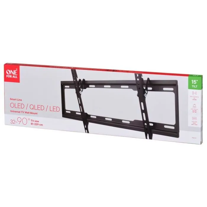 One For All WM2621 - Support mural TV inclinable 15° pour téléviseurs 32 à 90 pouces (81-229 cm), compatible VESA 100x100 à 600x400, Noir One For All WM2621 - Support mural TV inclinable 15° pour téléviseurs 32 à 90 pouces (81-229 cm), compatible VESA 100x100 à 600x400, Noir