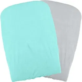 Domiva Lot de 2 Housses de Matelas à Langer en Polycoton Oeko-Tex, Aqua/Perle, 50 x 75 cm, Élastiquée