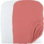 DOMIVA - Lot de 2 housses de matelas à langer - Éponge bouclette polycoton Oeko-Tex - Blanc / Terracotta - 50 x 75 cm