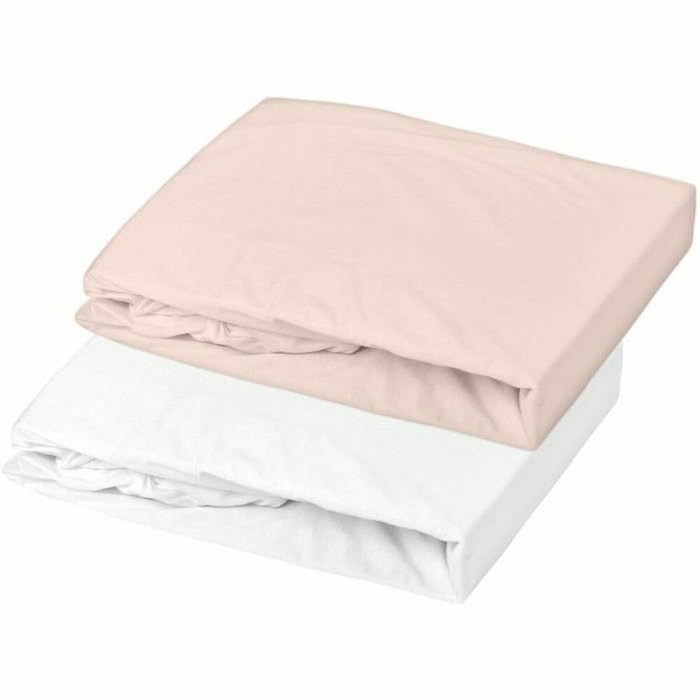 Domiva Lot de 2 Draps Housse Jersey 70 x 140 cm - Blanc/Nude Domiva Lot de 2 Draps Housse Jersey 70 x 140 cm - Blanc/Nude
