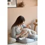 BEABA Big Flopsy - Coussin de grossesse et d'allaitement pour sommeil et détente - Modèle Fleur de coton - Longueur 180 cm - Housse en lin déhoussable