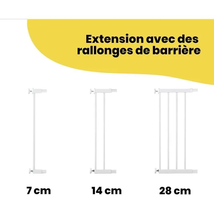 Safety 1st Barrière de sécurité enfant 73-80cm, Blanc, Métal, Fermeture Auto Close, 4 points de pression - Protège escalier et portes Safety 1st Barrière de sécurité enfant 73-80cm, Blanc, Métal, Fermeture Auto Close, 4 points de pression - Protège escalier et portes