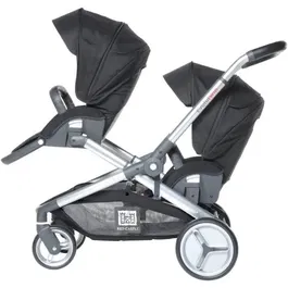 Red Castle Poussette double Evolutwin - Dès la naissance - Jusqu'à 15kg par enfant - Dossier réglable - Compatible sièges-auto (RC 2, Pebble) - Noir