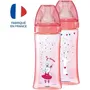 Dodie Biberon Initiation+ Anti-Coliques 330ml Lot de 2, Rose Danseuse, Tétine Rond 3 Vitesses pour Bébé +6 Mois