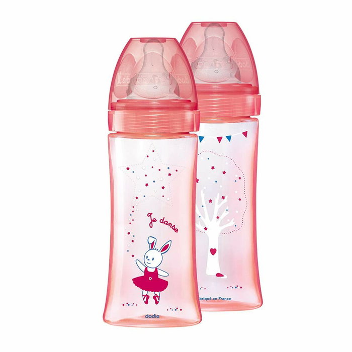 Dodie Biberon Initiation+ Anti-Coliques 3 Vitesses Rose Danseuse Lot de 2 x 330ml