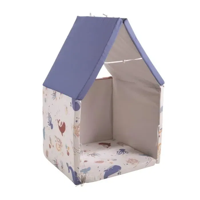 Tineo TINEO TRESORS DE L'OCEAN 5en1 - Tapis d'éveil évolutif 5 en 1, maxi format 120x180 cm, transformable en matelas, pouf, tunnel ou cabane