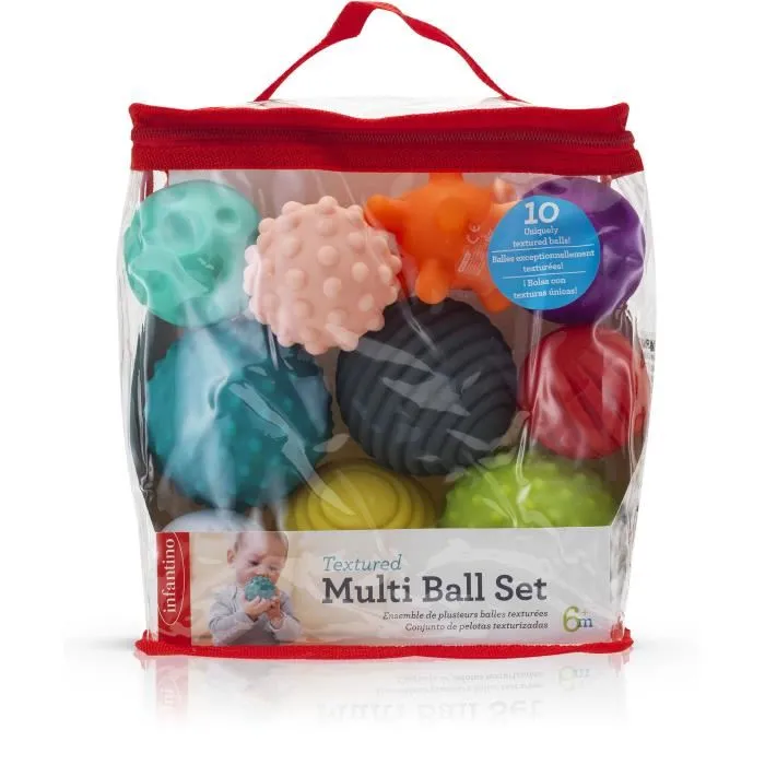Infantino Set de 10 balles sensorielles multicolores pour bébé - Développement motricité et exploration tactile Infantino Set de 10 balles sensorielles multicolores pour bébé - Développement motricité et exploration tactile