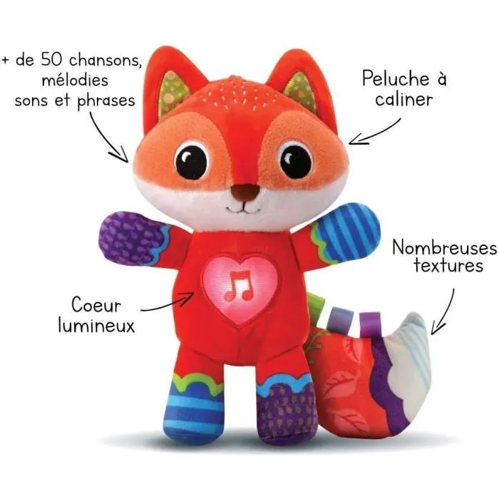 Vtech Baby - Malo, mon Renardeau Dodo, Peluche Musicale Doudou Apaisant avec Chansons pour l'Éveil Sensoriel de Bébé