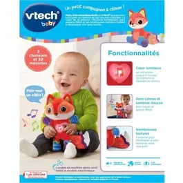 Vtech Baby - Malo, mon Renardeau Dodo, Peluche Musicale Doudou Apaisant avec Chansons pour l'Éveil Sensoriel de Bébé