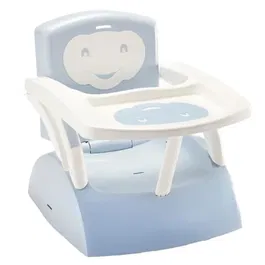 THERMOBABY Rehausseur de chaise évolutif pour bébé 6 mois à 3 ans - Fleur bleue, Polypropylène et Soft SBS, Certifié NF EN 16120, 2 ans de garantie