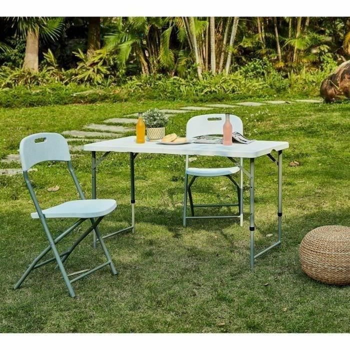 BigBuy Outdoor Table de réception pliante Blanche pour 4 personnes