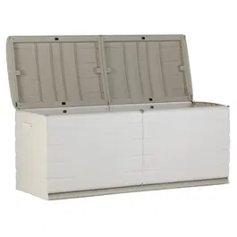 Plastiken Coffre de rangement 450L, usage intérieur et extérieur, avec roulettes et système de verrouillage, couleur beige
