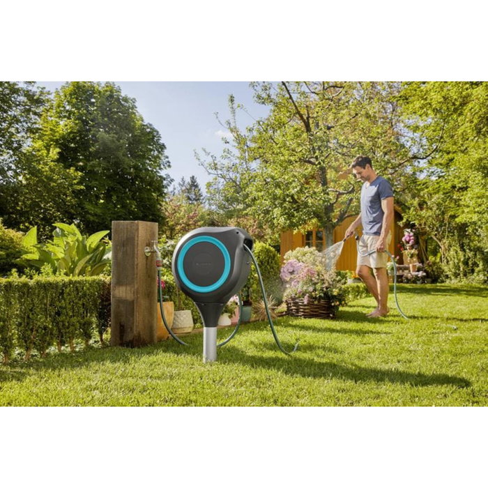 Gardena RollUp M Dévidoir automatique sur pic, 20 m, turquoise Gardena RollUp M Dévidoir automatique sur pic, 20 m, turquoise