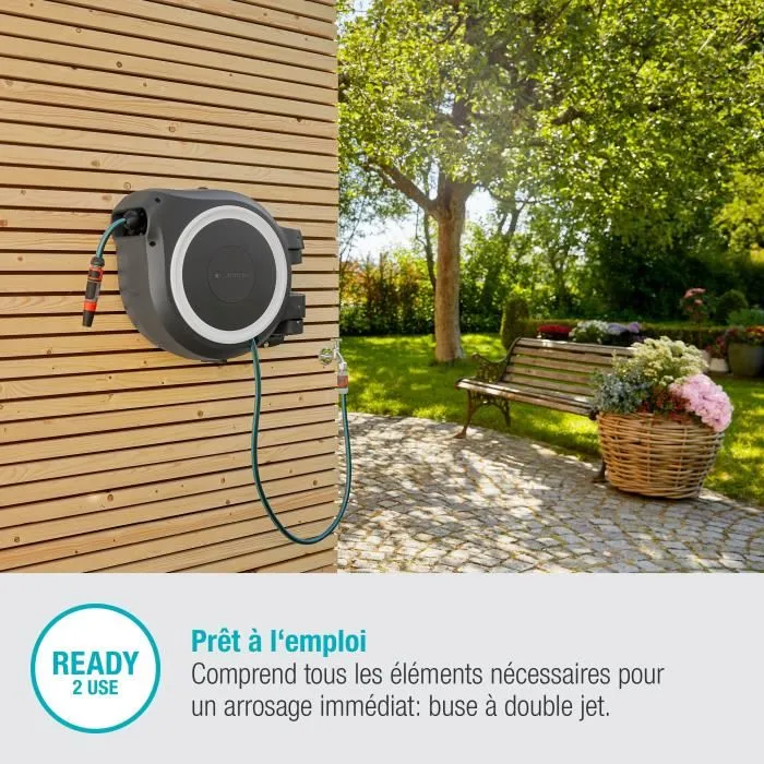 Gardena RollUp L Dévidoir automatique mural avec système anti-nœud - Longueur 30 m, diamètre 13 mm - Haute qualité résistant au gel/UV - Garantie 5 ans Gardena RollUp L Dévidoir automatique mural avec système anti-nœud - Longueur 30 m, diamètre 13 mm - Haute qualité résistant au gel/UV - Garantie 5 ans