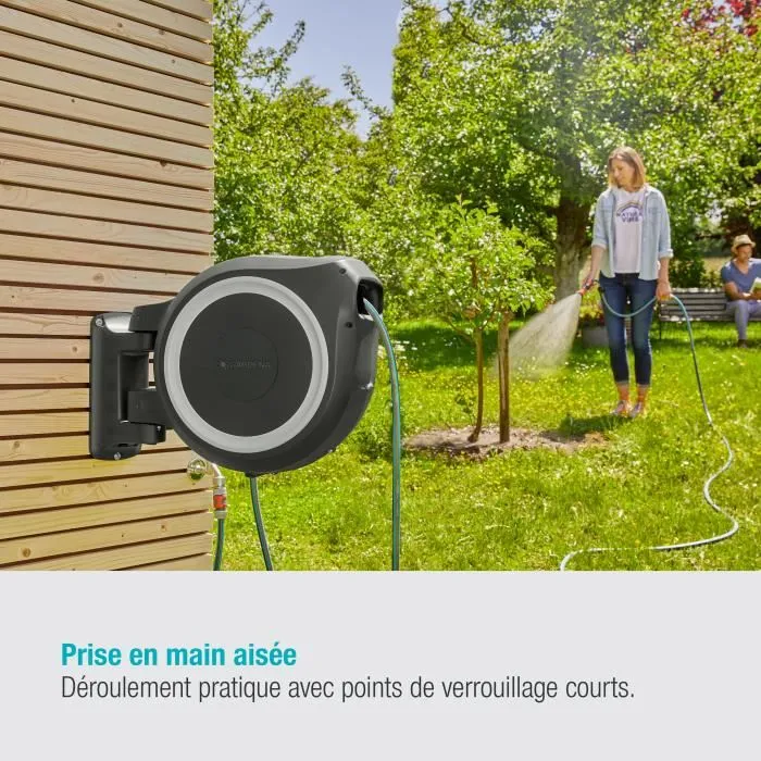 Gardena RollUp L Dévidoir automatique mural avec système anti-nœud - Longueur 30 m, diamètre 13 mm - Haute qualité résistant au gel/UV - Garantie 5 ans Gardena RollUp L Dévidoir automatique mural avec système anti-nœud - Longueur 30 m, diamètre 13 mm - Haute qualité résistant au gel/UV - Garantie 5 ans