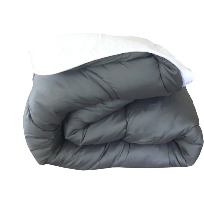 Abeil Couette chaude bicolore, Blanc et Gris, 220 x 240 cm, 350 g/m2 polyester, Enveloppe microfibre, Lavable 40°C, Certifiée Oeko-Tex