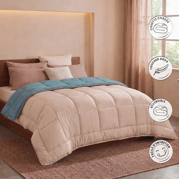 Toison D'Or Couette Hudson - Légère en Microfibre - 200 g/m² - Couleur Gris Galet & Lac - 140 x 200 cm - Certifiée Oeko-Tex et Ignifugée STOPFLAM Toison D'Or Couette Hudson - Légère en Microfibre - 200 g/m² - Couleur Gris Galet & Lac - 140 x 200 cm - Certifiée Oeko-Tex et Ignifugée STOPFLAM