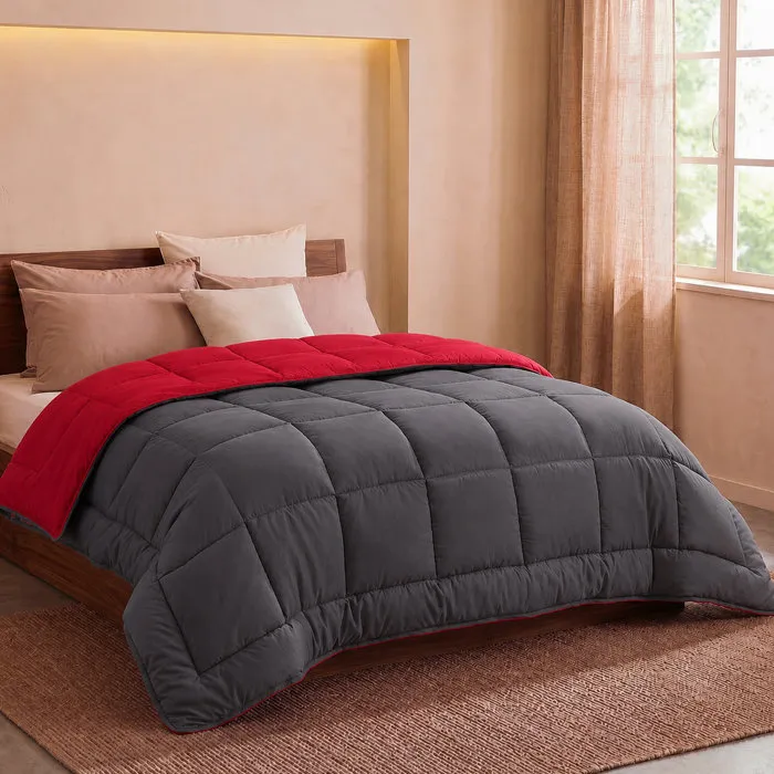 Toison D'Or Couette Légère d'Été en Microfibre, 200 g/m2, Modèle Hudson, Gris et Rouge, 140 x 200 cm, Garnissage Polyester, Enveloppe Douce Toison D'Or Couette Légère d'Été en Microfibre, 200 g/m2, Modèle Hudson, Gris et Rouge, 140 x 200 cm, Garnissage Polyester, Enveloppe Douce