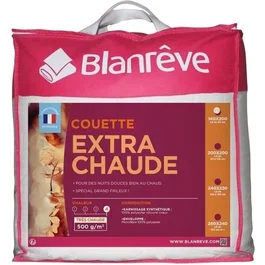 Blanreve Couette extra chaude en microfibre 500 g/m², 140 x 200 cm, Blanc - Livrée avec housse de rangement