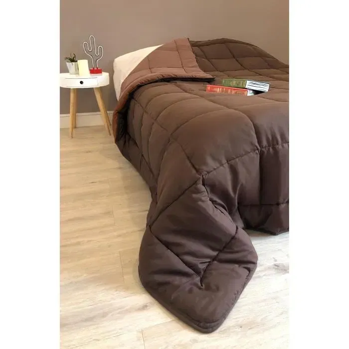 Toison D'Or Calgary Couette Bicolore Choco et Moka Microfibre 400 g/m² 200 x 200 cm avec Certification OEKO-TEX et STOPFLAM