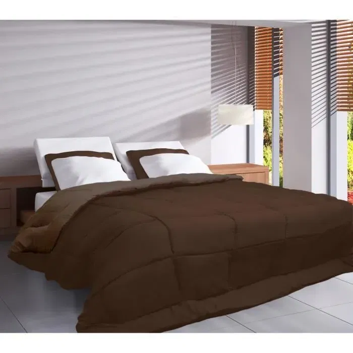 Toison D'Or Calgary Couette Bicolore Choco et Moka Microfibre 400 g/m² 200 x 200 cm avec Certification OEKO-TEX et STOPFLAM