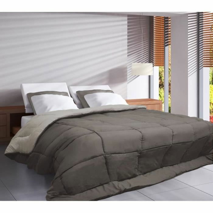 Toison D'Or Couette CALGARY Chaude Microfibre Taupe & Lin 140 x 200 cm