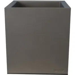 Riviera Bac à Fleurs Carré avec Réserve d'Eau, Granit Gris 39.5x39.5x44.5 cm 38 L, Double Parois, Plastique Recyclable