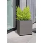 Riviera Bac à Fleurs Carré avec Réserve d'Eau, Granit Gris 39.5x39.5x44.5 cm 38 L, Double Parois, Plastique Recyclable