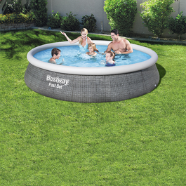 Bestway 57376 Piscine Gonflable Adulte Aro Ratan avec Filtre 396x84 cm Jardin