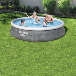 Bestway Piscine Gonflable Cerceau Rattan Gris 396x84 cm