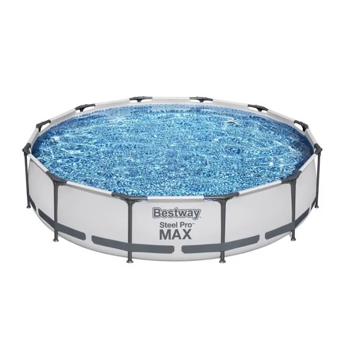 Bestway Steel Pro Max 366 x 76 cm Kit Piscine Hors Sol Tubulaire Ronde avec Pompe de Filtration et Cartouche - Liner Duraplus