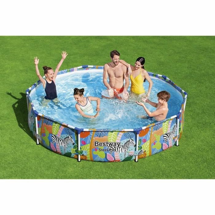 Bestway Piscine hors sol Steel Pro ronde avec décor animaux du monde
