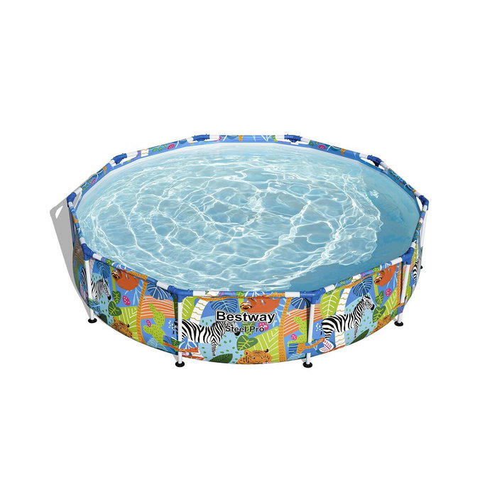 Bestway Piscine hors sol Steel Pro ronde avec décor animaux du monde