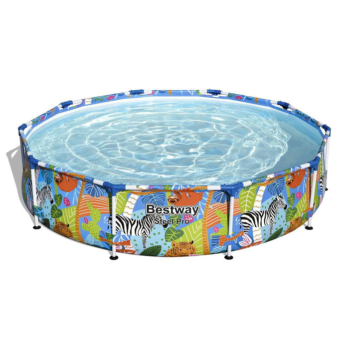 Bestway Piscine hors sol Steel Pro ronde avec décor animaux du monde