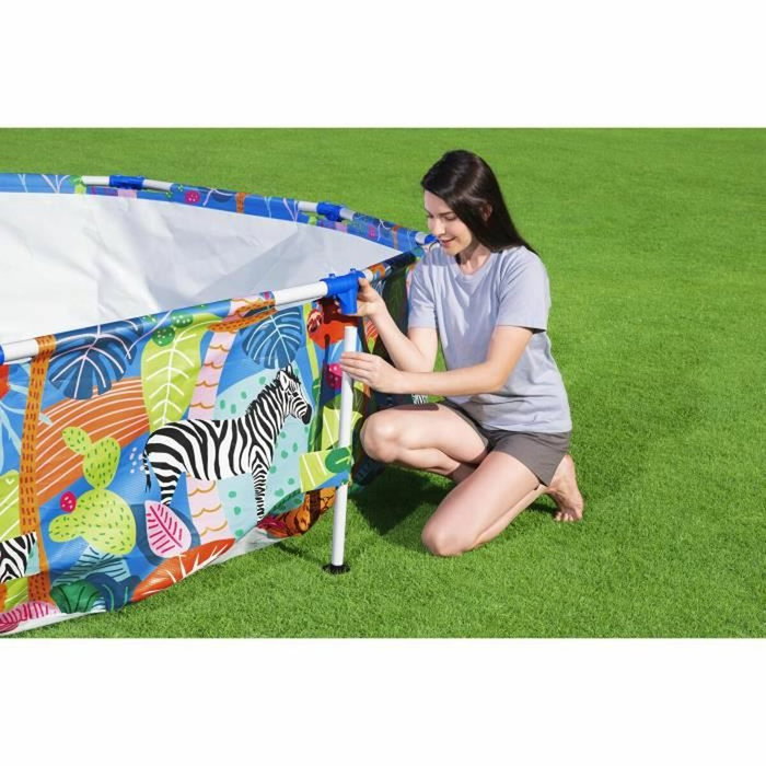Bestway Piscine hors sol Steel Pro ronde avec décor animaux du monde