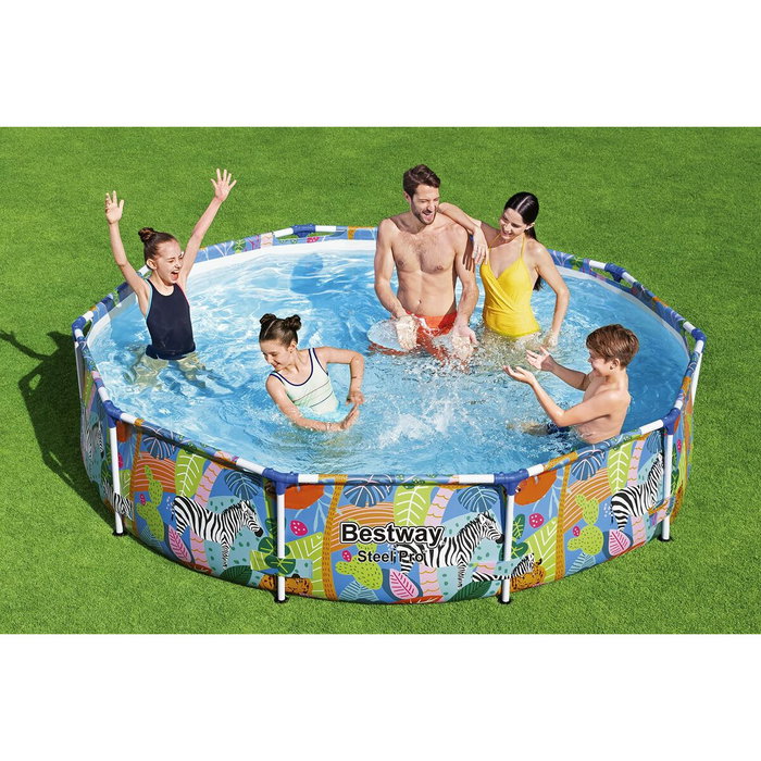 Bestway Piscine hors sol Steel Pro ronde avec décor animaux du monde