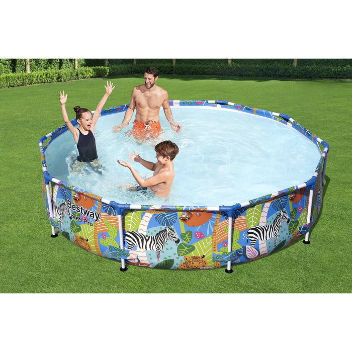 Bestway Piscine hors sol Steel Pro ronde avec décor animaux du monde